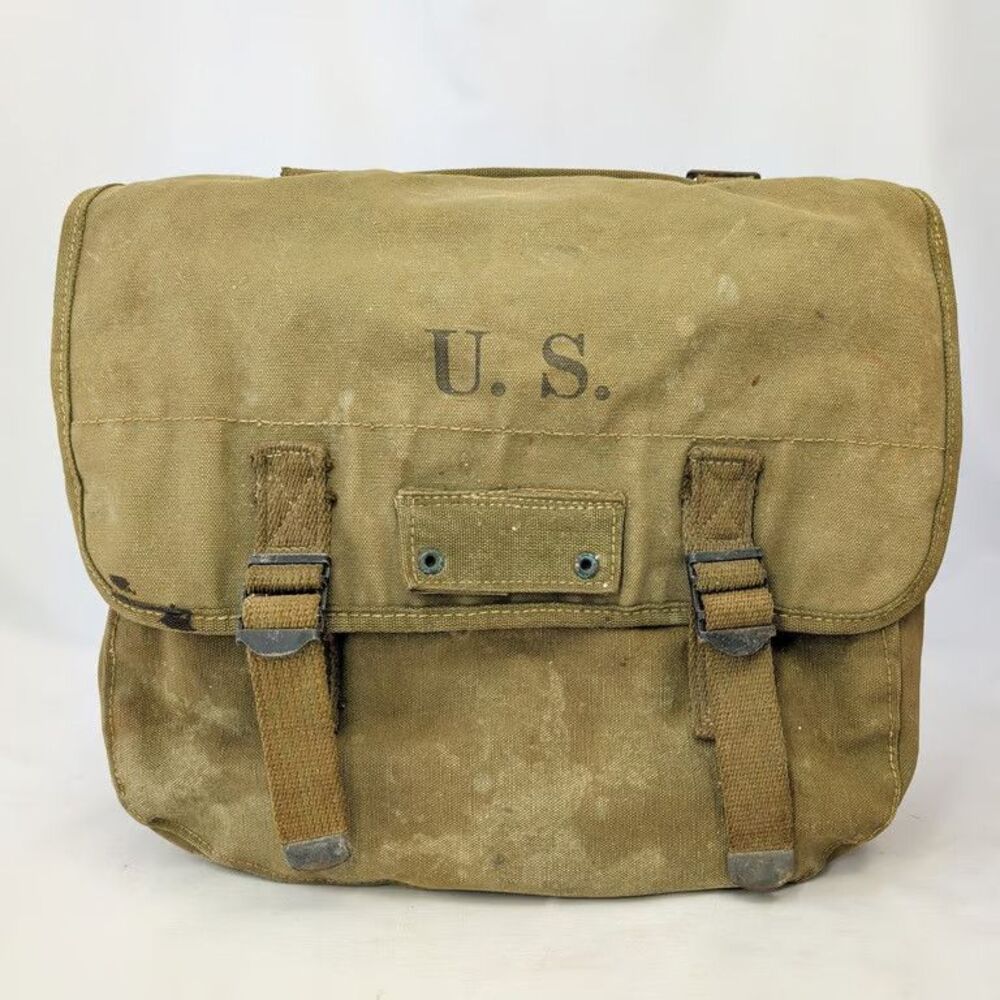 WWII US Army M1936 Musette Field Bag 1944 Airborne Paratrooper Canvas Backpack